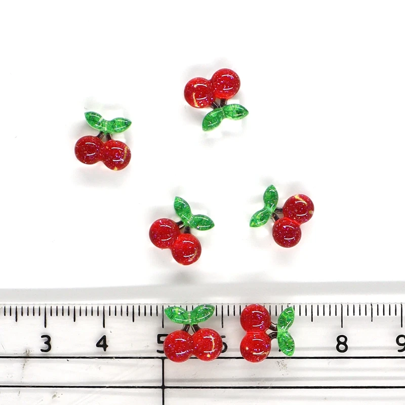 50Pcs Summer Kawaii 9mm Resin Mini Cherry Fruit Cabochon Ornament Jewelry Charms Nail Art Decoration Flatback Manicure Parts 3