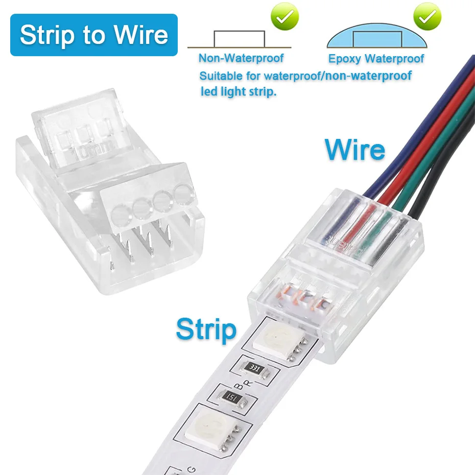 ตัวเลือกสินค้า คลิปต่อสายไฟ LED Strip 8-10 มม. กันน้ำ ติดตั้งง่าย