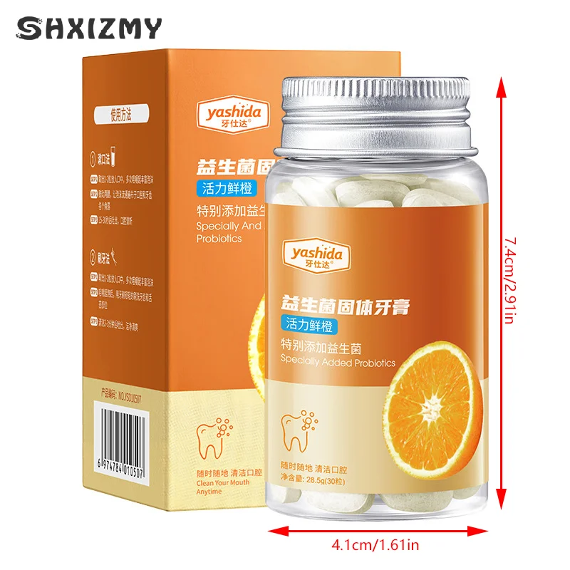 30 Capsules Probiotic Solid Toothpaste Clean Oral Fresh Breath Chewable Travel Portable Mouthwash Tablets Brightening Teeth Care