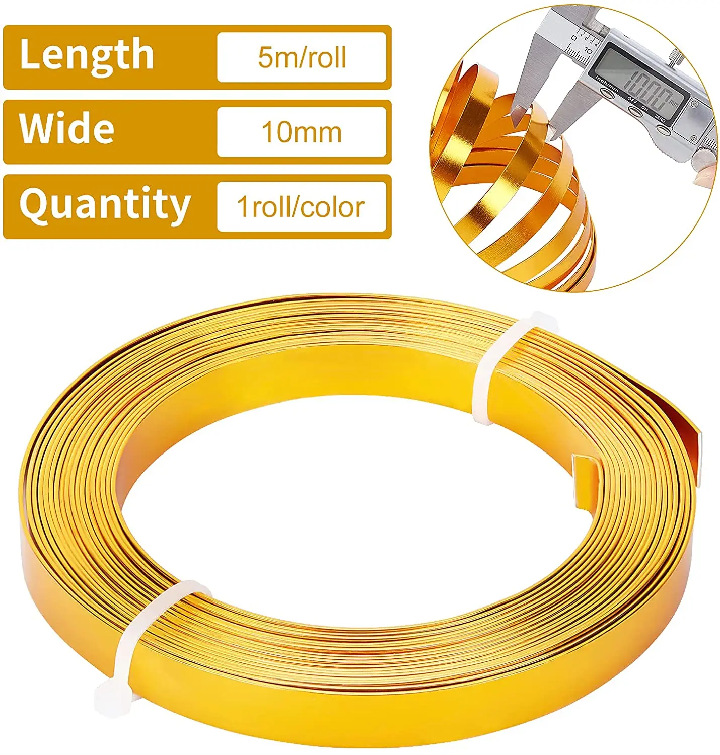 2 Rolls 33 Feet Gold Sliver Flat Jewelry Craft Wire 10mm Wide Aluminum Wire for Bezel Jewelry Making, Sculpting, Armature Craft