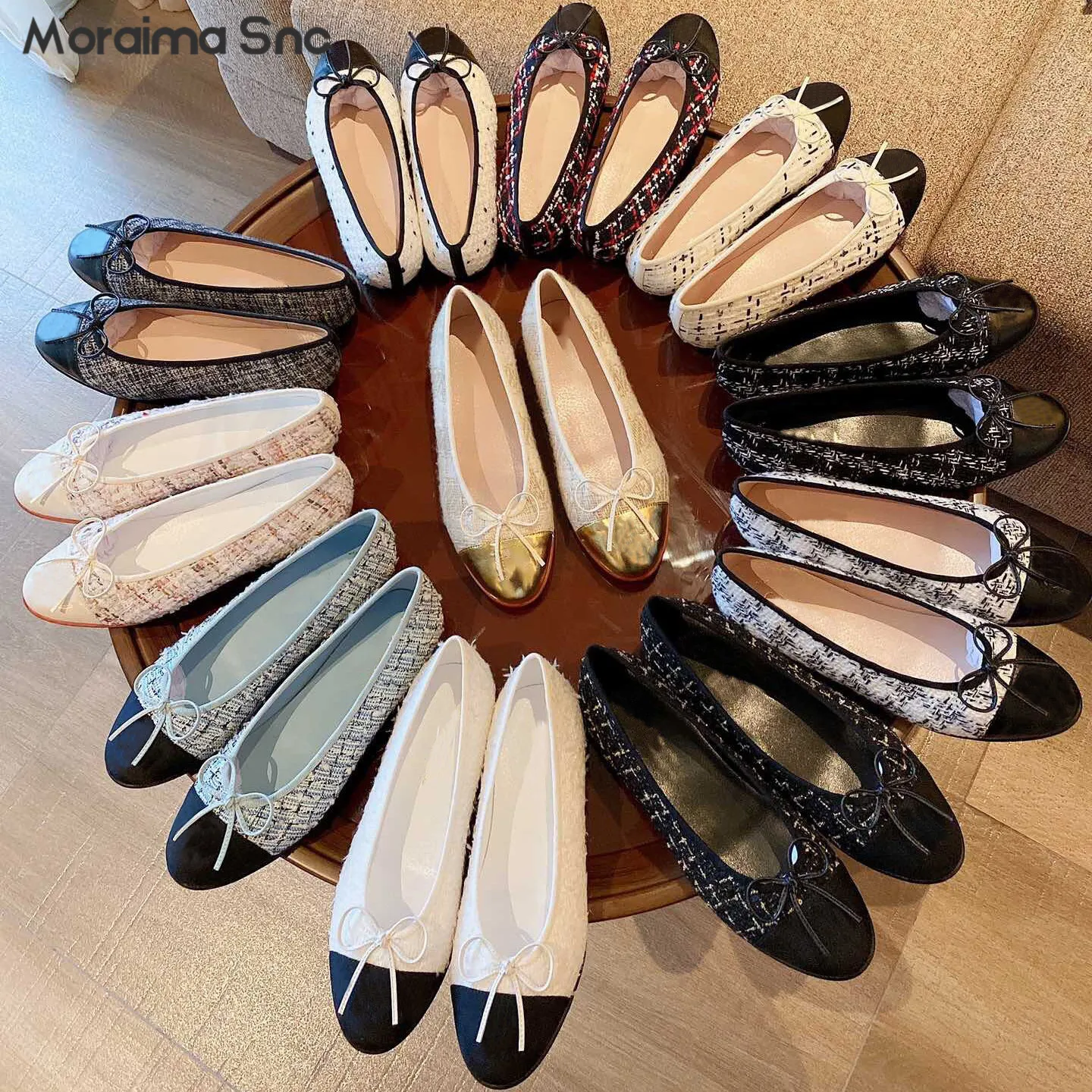 

Bow Knot Color Matching Ballet Flats Classic Leather Round Toe Flat Shoes Simple Design Casual Comfortable Fashion Women's Shoes