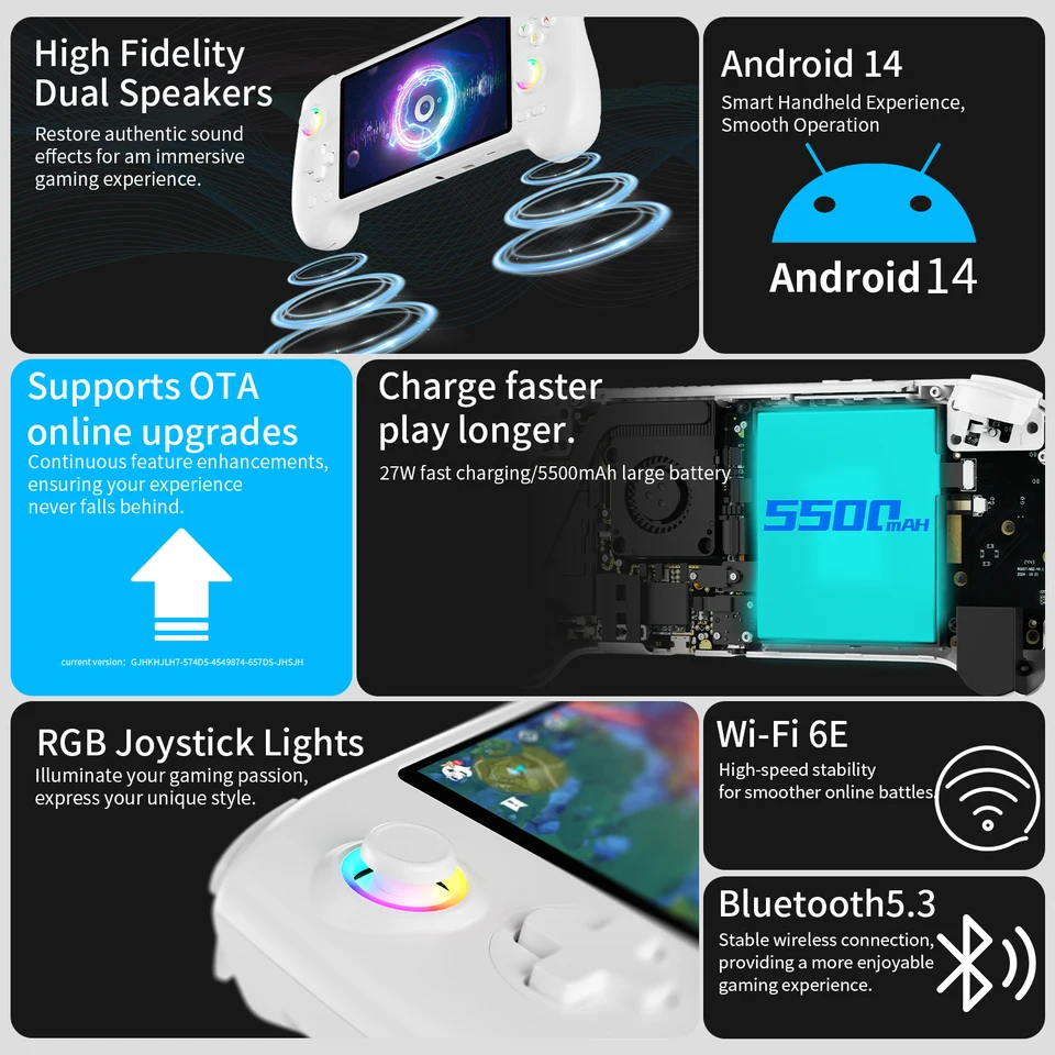 ANBERNIC RG557 Handheld Game Console 5.48" AMOLED Screen Dimensity 8300 Android 14 High-resolution Joysticks Video_voghion.com
