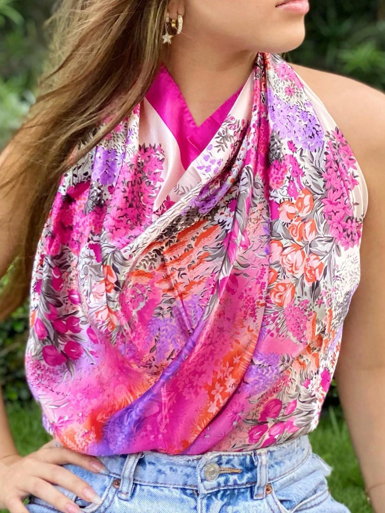 Leopard Platz Silk Schal Frauen Luxus Marke Satin Druck Hijab Schals Pareo Bandana Weibliche Schal Wrap Stirnband Foulard 90*90 cm – Detail 18