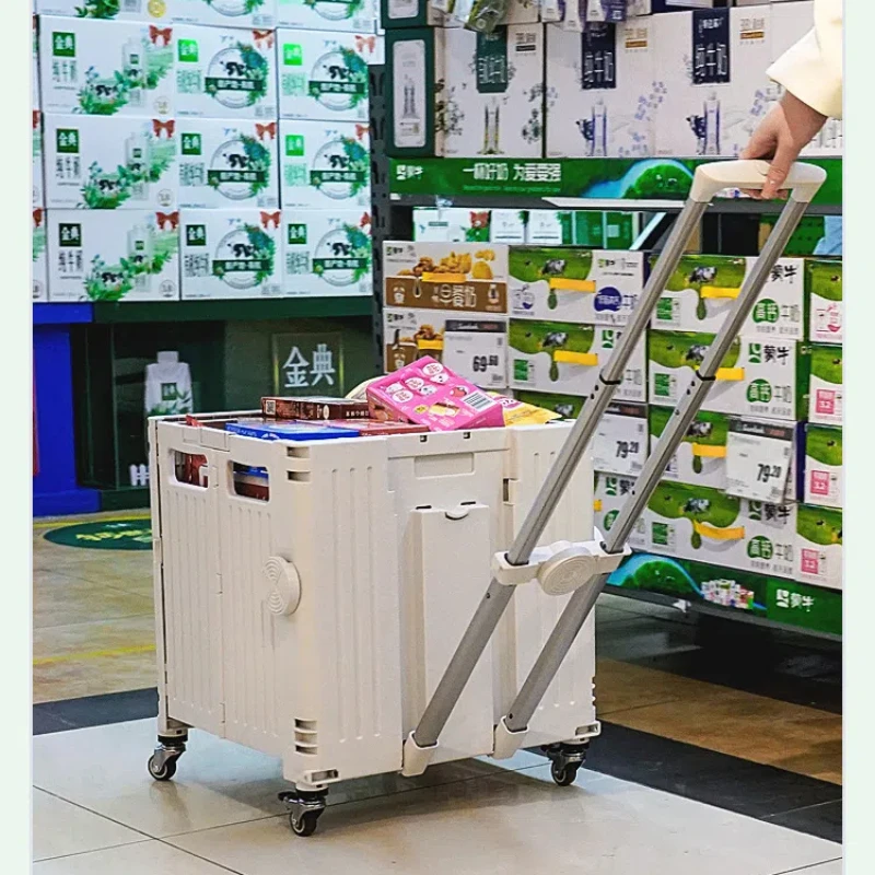 Shopping Cart Hand Picnic Shopping 55L 8 Wheel Universal Wheel Outdoor Foldable Camping Trolley Vegetable Basket Pull Climbing 6