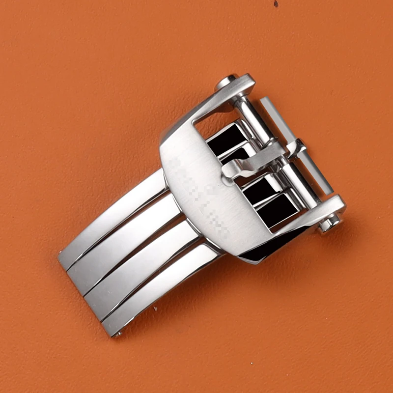 

20mm For BREITLING Matt Clasp Buckle Steel Watch Leather Strap Band Silver Solid stainless steel