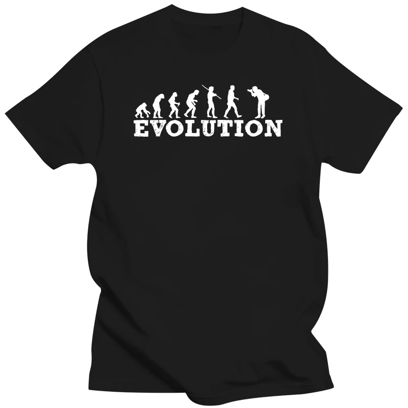 

Evolution Photographer Mens T-Shirt Tee Birthday Gift Photography Camera Artist Round Neck Tee Shirt