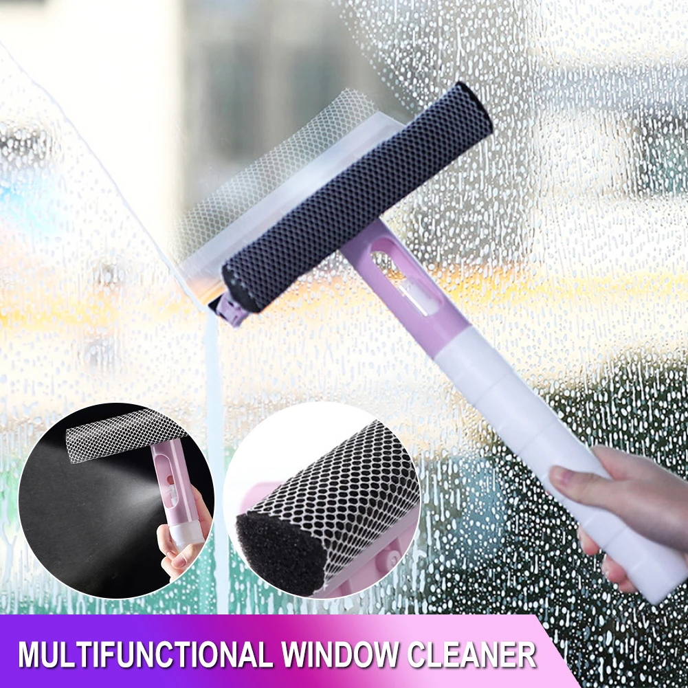 

Shower Squeegee with Brush Rubber Window Squeegee Glass Shower Scrubber Brush with Water Dispenser Spray Home Cleaning Tool