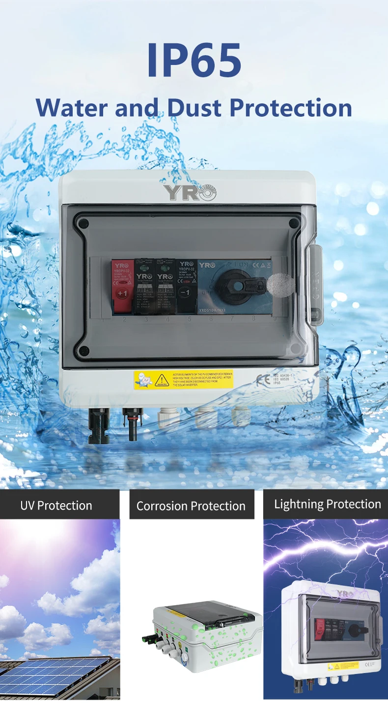 PV Combiner Box 1 input 1 output DC1000V Solar Photovoltaic With Lightning Prote