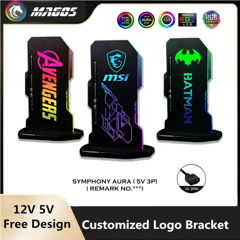 Video Card Support RGB, Customized Logo Bracket, GPU Stand Holder For Graphics Jack Computer Gamers Personalise MOD Part|Fans & Cooling| - AliExpress