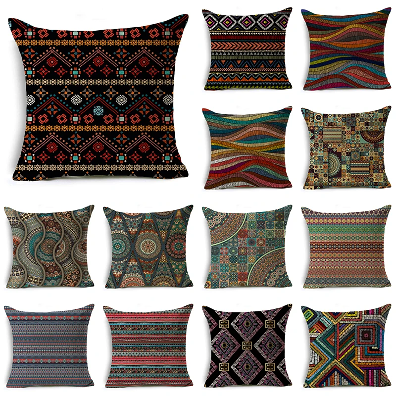 

Indian Boho Pillowcases Ethnic Bohemian Pillows Case for Living Room Bedroom Garden Bed Sofa Pillow Covers Decorative Home Decor