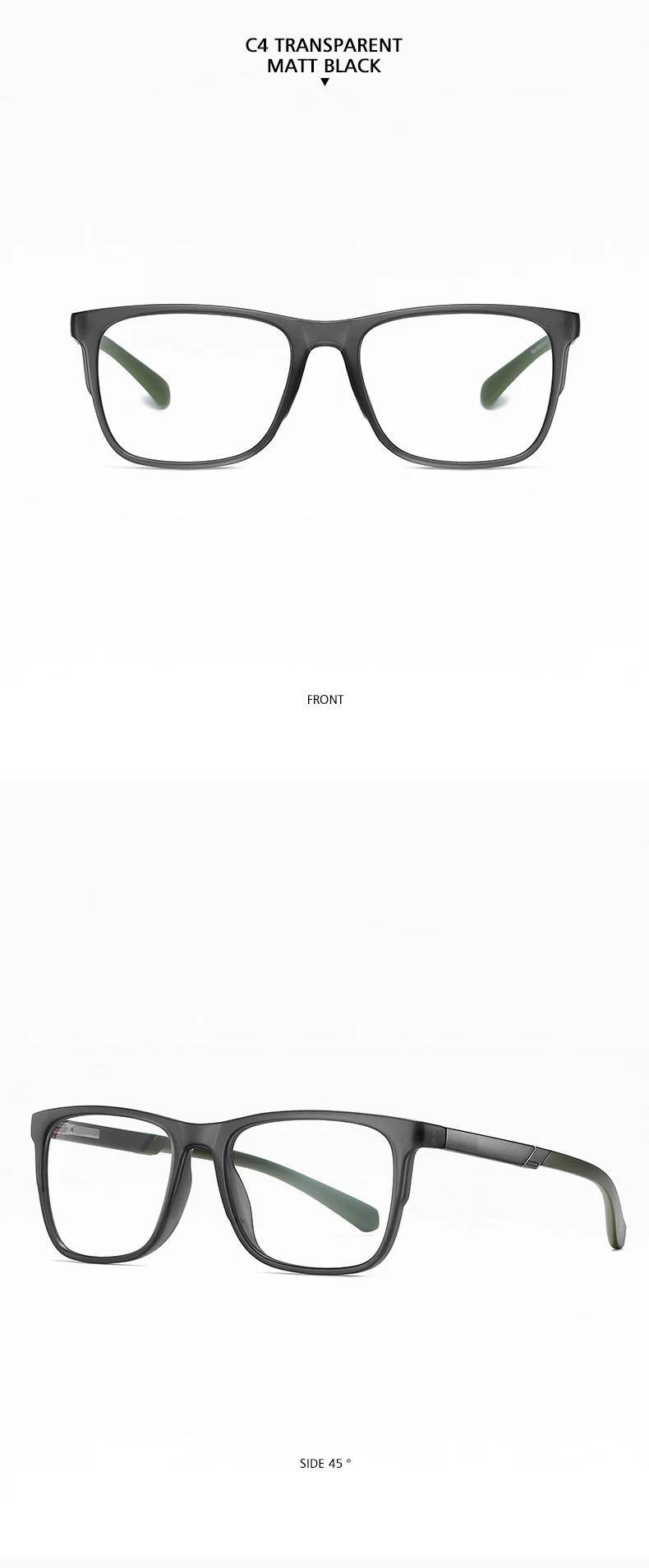 Progressive Reading Glasses – Men's Rectangle Eyeglass Frames with Transparent Eyepieces