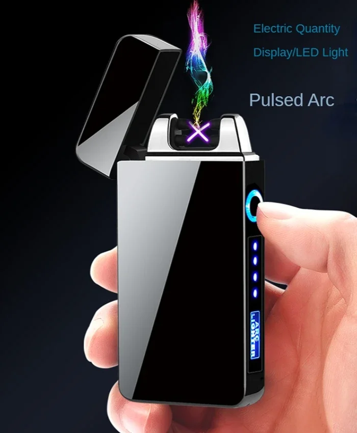 Portable Windproof USB Double Arc Lighter Touch Sensor