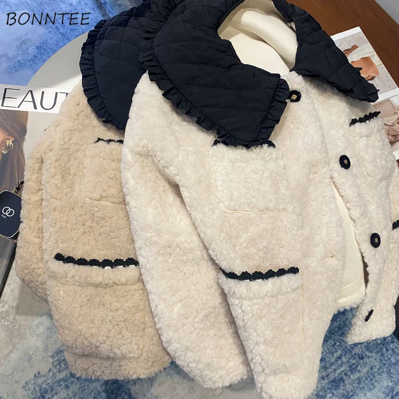 

Basic Jackets Women Cozy Trendy Female Winter Warm All-match Soft Student Harajuku Sweet Style Outwear Simple Baggy Ins Thicker