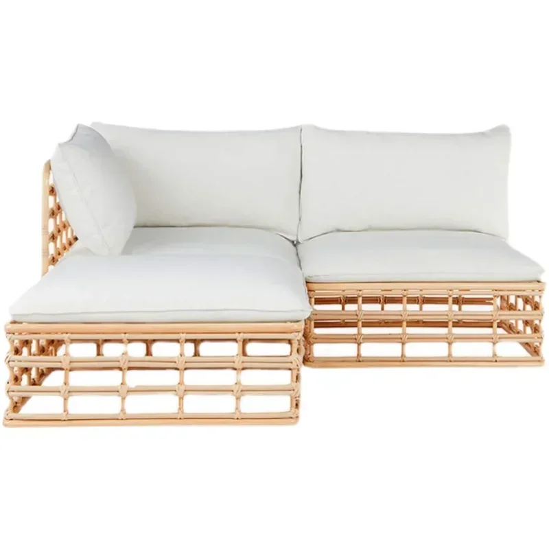 outdoor rattan woven sofa, rain proof, sun proof, leisure small sofa, tea table combination, courtyard garden,