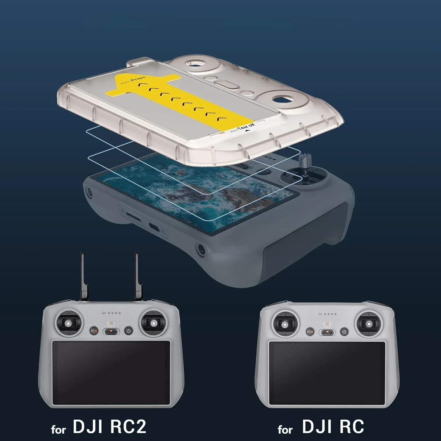Tempered Glass with Installation Screen Protector for DJI RC Pro 2 RC 1 2 Remote Control Anti-scratch Film Clear Hardness Cover