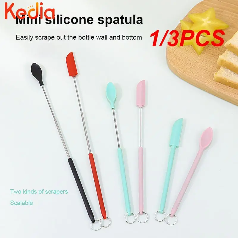 

1/3PCS Butter Spreader Hanging Hole Design Retractable Hanging Spoon Multi Scene Application Rubber Scraper Kitchen Accessories