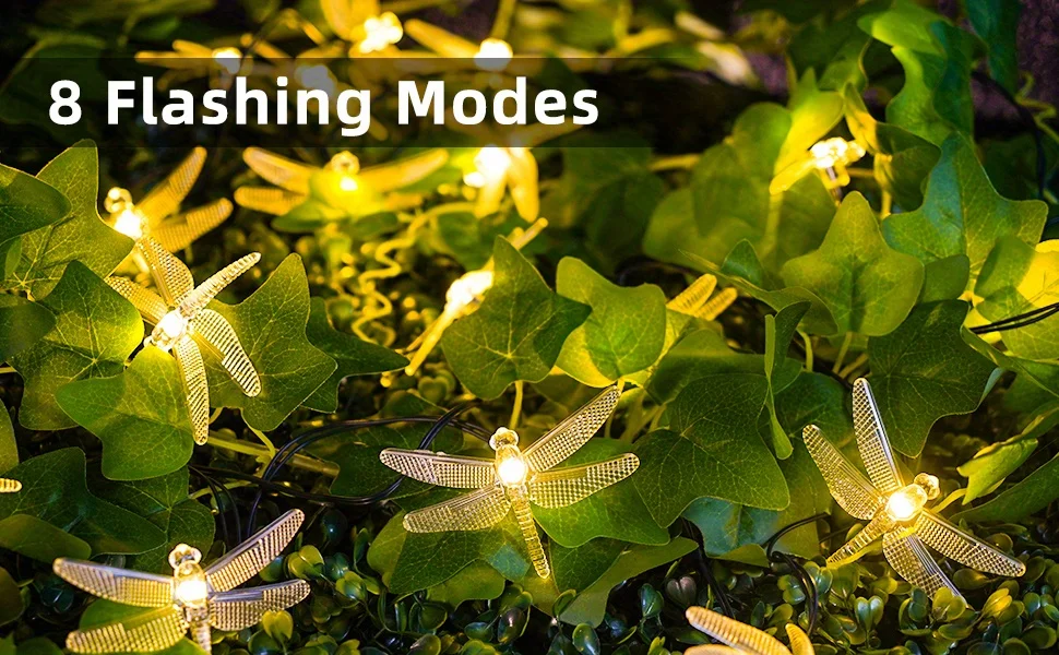Description Picture 4 of itemOutdoor Dragonfly Solar String Lights 8 Modes Fairy Light Waterproof Festival Lamp For Garden Christmas Garland Lawn Decor