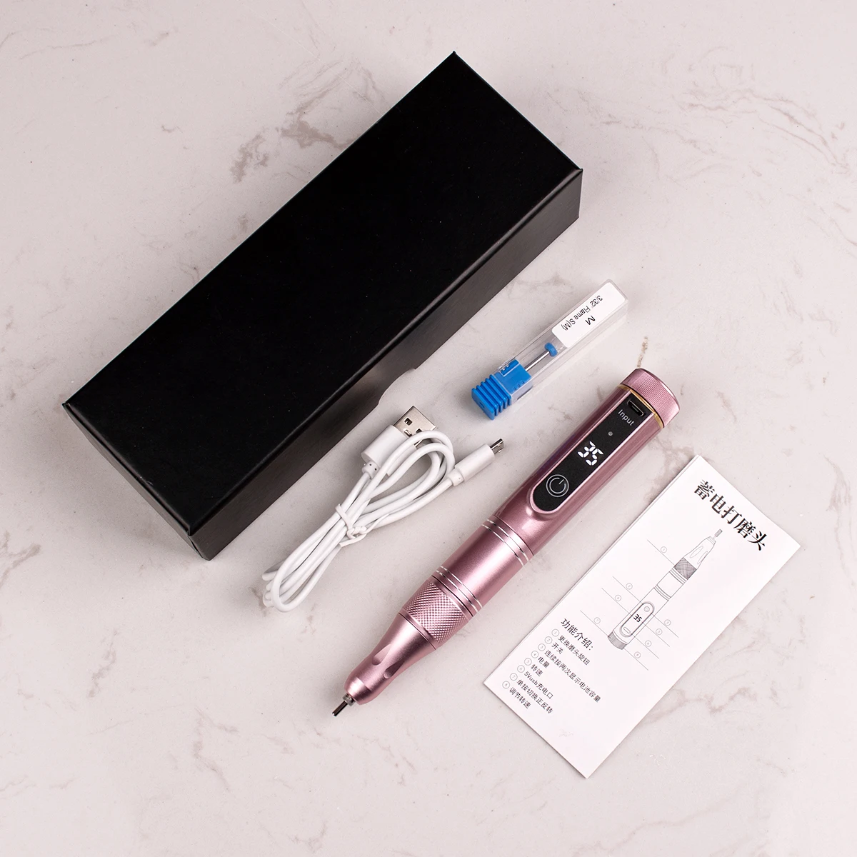 Pen Shape Handpiece Light Weight Professional Use 35000RPM Rechargeable Cordless Electric Nail Drill Machine Efile 5