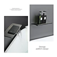 Minimalist ห้องน้ําปืนทองเหลืองสีเทาติดผนัง Thermostatic ก๊อกน้ําอาบน้ํา,ฝังน้ําตก Spout Anti-Scald Bath Mixer TAP 4