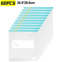 Reusable Transparent Food Storage Zip Bags - Eco - Friendly Sealed Freshness Containers (Large 60pcs)
