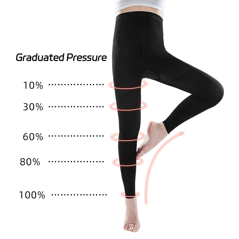 20-30mmHg Women Medical Compression Pantyhose Stockings Varicose Veins Footless Graduated Support Thighs Pantyhose Sleeve M-5XL 3