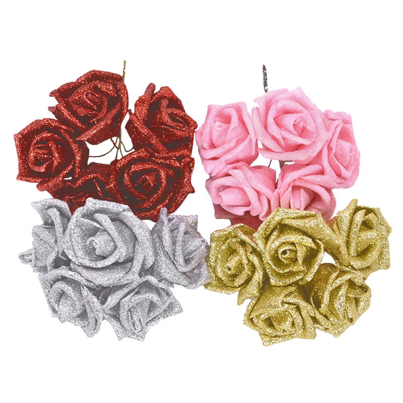 Ipopu Flores Artificiales, 25 Rosas De Espuma Con Purpurina, | Envío gratis