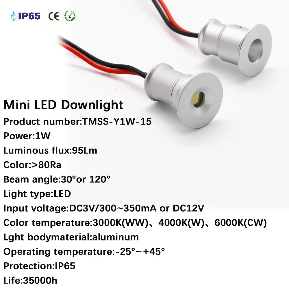 1W LED Mini Spotlight 15mm Cutout Recessed Lighting DC3V/12V IP65 Home Kitchen Ceiling Light 30D/120D Beam Angle led downlight led spotlight miniature lights undercabinet range hood light