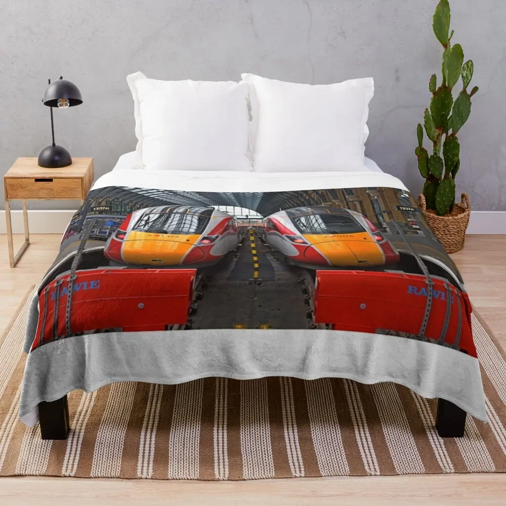 

LNER Azuma trains at Kings Cross Throw Blanket Decorative Throw for winter blankets ands Winter beds manga Blankets