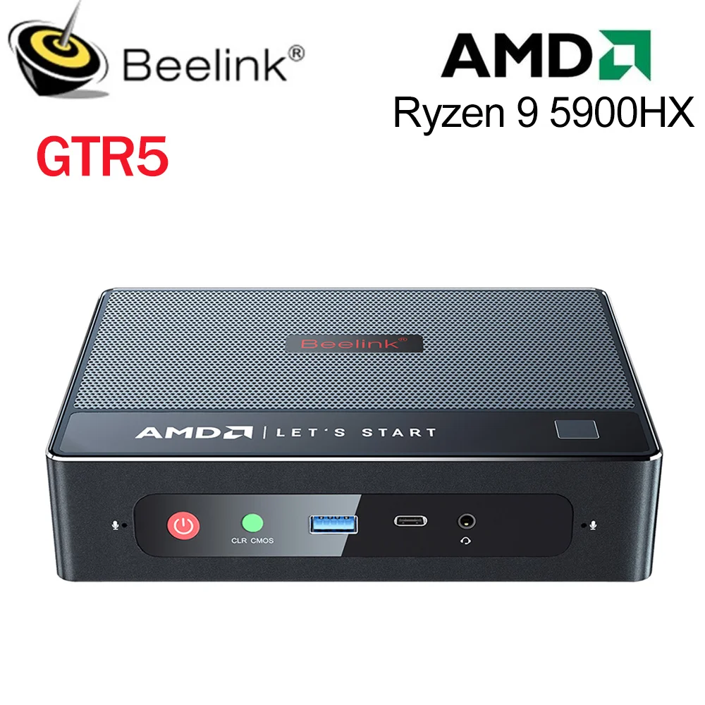 Beelink GTR5 R9 Wifi 6E AMD Ryzen 9 5900HX Windows 11 Pro мини ПК DDR4 4K двойной 2 4 Гбит/с RJ45 HDMI DP Type-C
