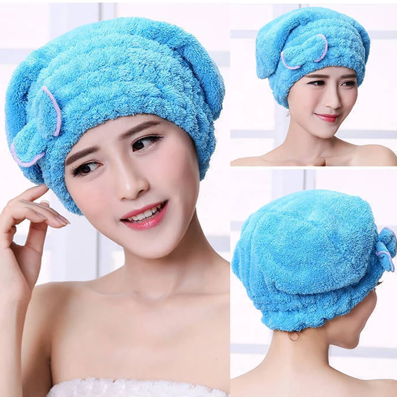 Microfibre Quick Hair Drying Bath Spa Bowknot Wrap Towel Hat Cap for Bath Bathroom Accessories Shower Cap for Women Hair microfiber towel shower cap dry hair cap