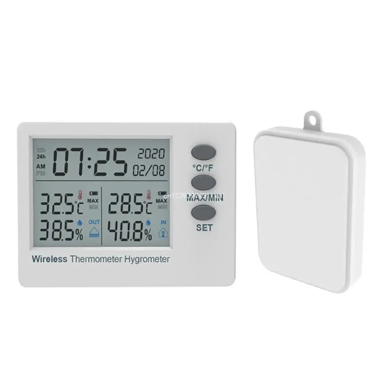

Wall-Mounted Desktop Temperature Humidity Detector with Time Date LCD Display