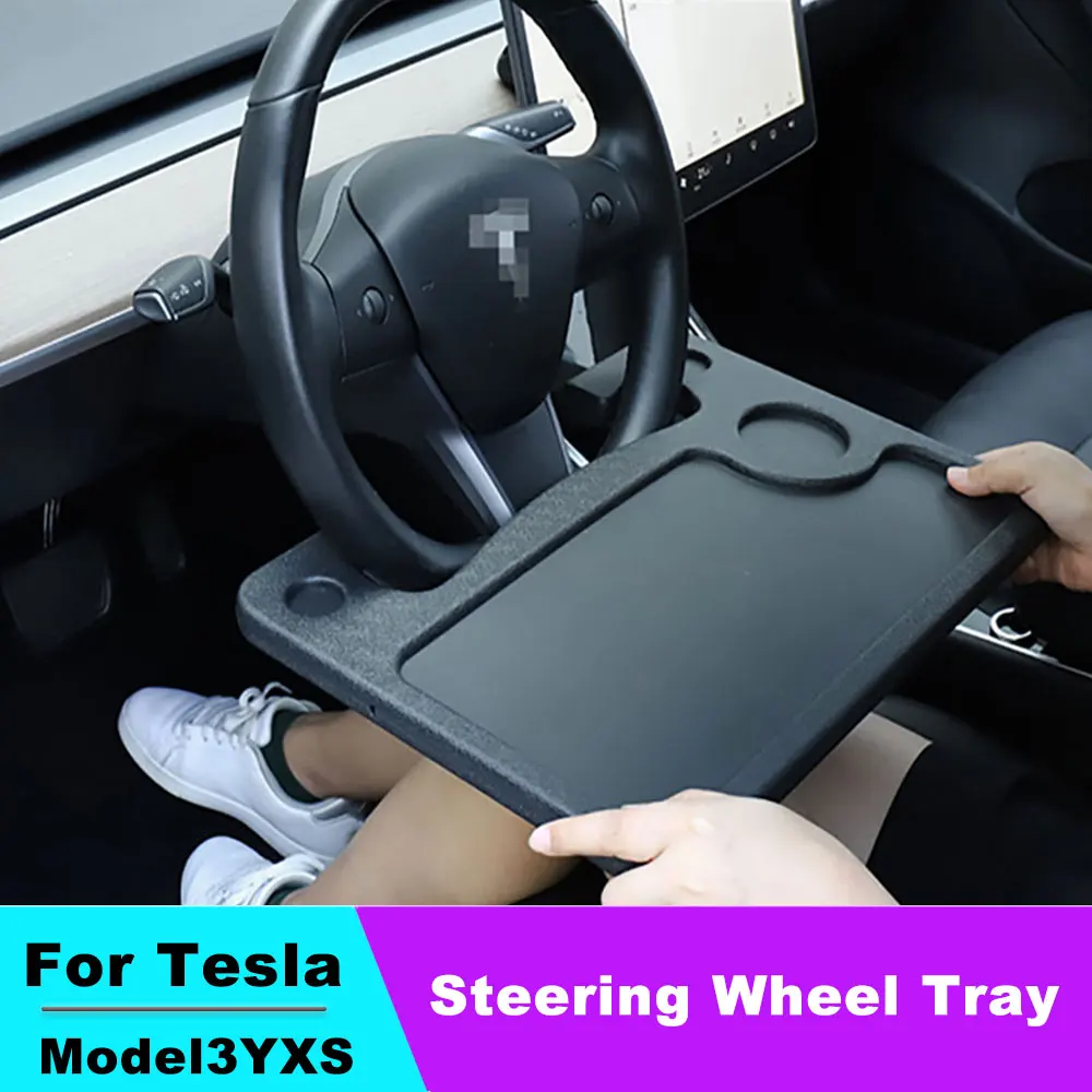 Table Desk For Tesla Model 3 Y X S Car Steering Wheel Laptop Tray Food Desk Portable Office Table for Tesla Model3 ModelY portable adjustable laptop table for foldable laptop desk computer mesa para notebook stand tray for sofa bed black