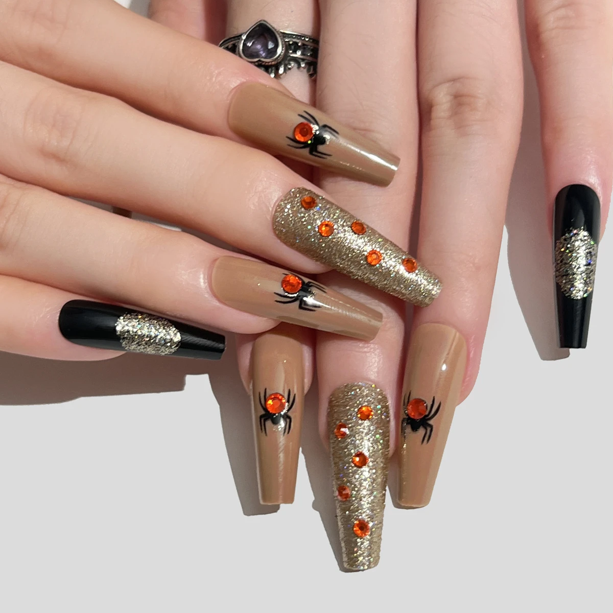 Halloween False Nails Long 24Pcs With Design Fake Press on Nails Coffin  Head Wearable Full Cover Nail tips Free Shipping Items| | - AliExpress