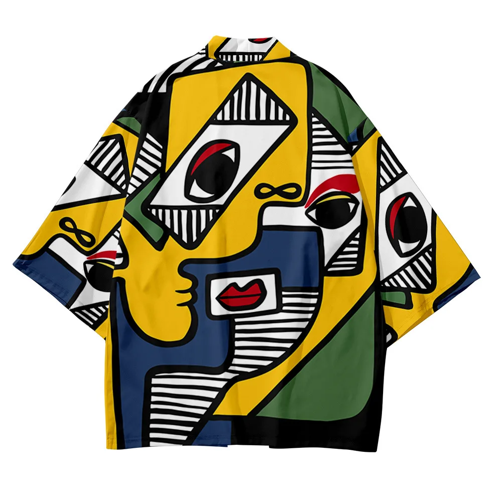 Men and women Japanese kimono traditional art elements casual loose thin coat Asian kimono cardigan