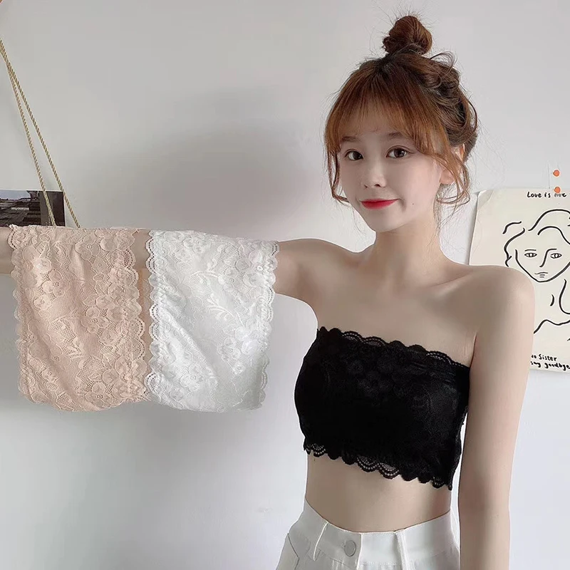 Female Sexy Lace Invisible Lingerie Ladies Yoga Tube Top Solid Bralette Sports Tank Crop Tops Summer Women Bra Strapless Top 5