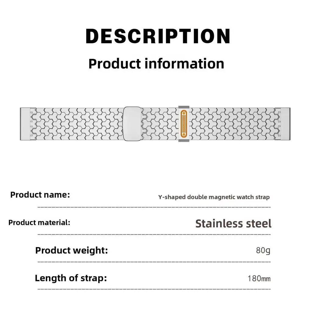 Stainless Steel Magnetic Business Wristband Bracelet, 22mm