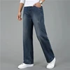 Spring Summer New Fashion High Waist Pockets Men's Clothing All Match Solid Color Straight Loose Pockets Rope Hombre Jeans Pants 4