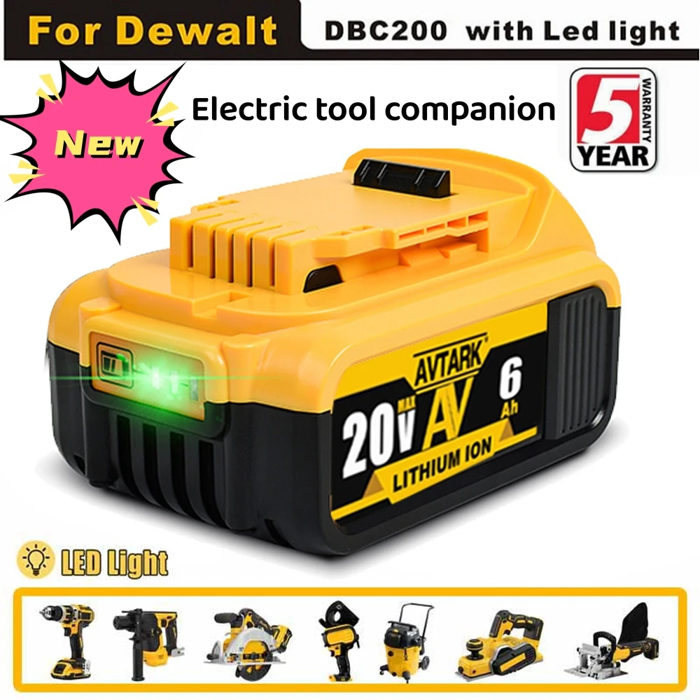 Batterie Ricaricabili 20V 6.0Ah Di Qualità Premium, Sostituzione Per Dewalt Max Xr Con Compatibilità Dcb205 Dcb201 Dcb203