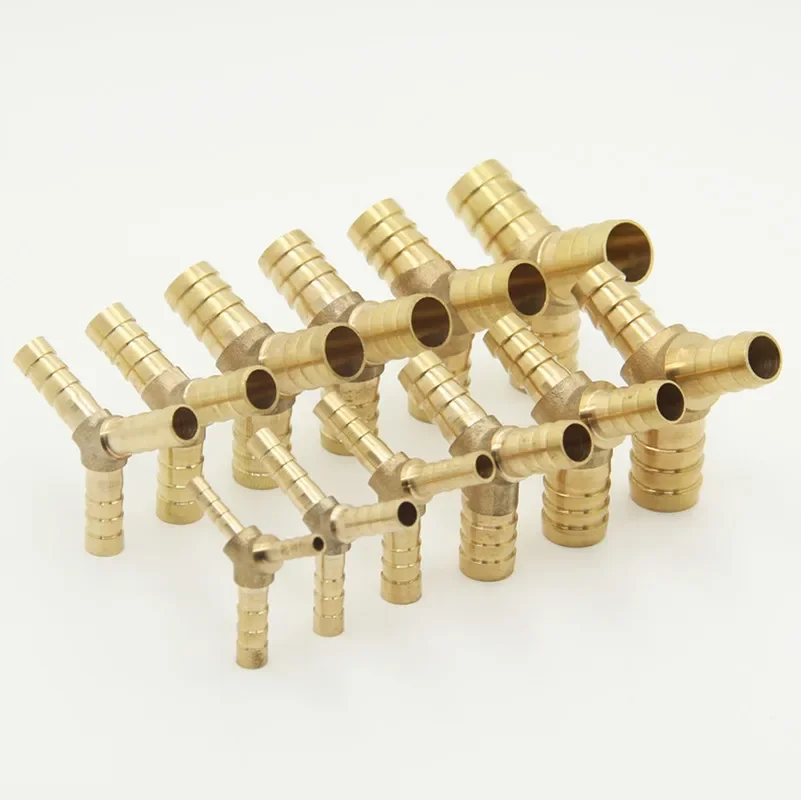Brass Barb Pipe Fitting tee joint connector For 4mm 5mm 6mm 8mm 10mm 12mm 16mm 19mm hose copper Pagoda Water Tube Fittings hose pipe fitting pipe fitting tee adapter water pipe fitting