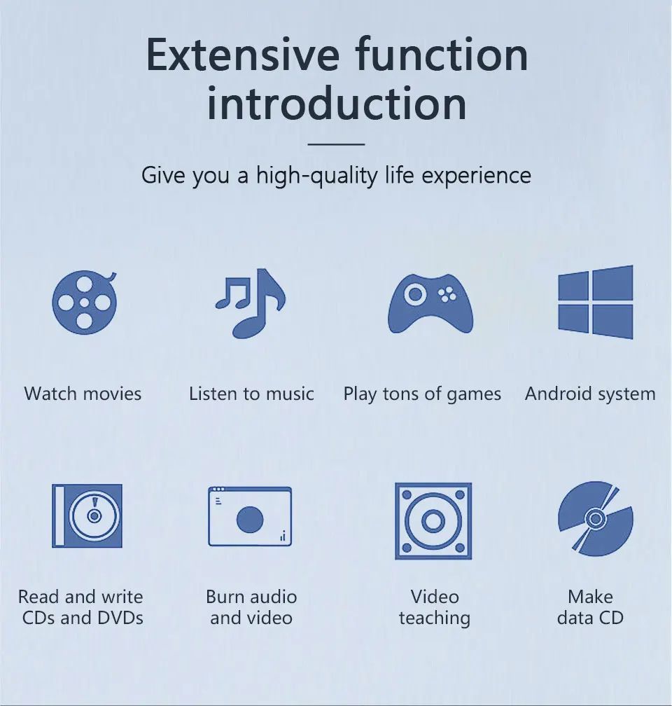 Description Picture 3 of item2 in 1 USB3.0 Type C Slim External DVD RW CD Writer Drive Burner Reader Player Optical Drives For Laptop PC Portable DVD Burner