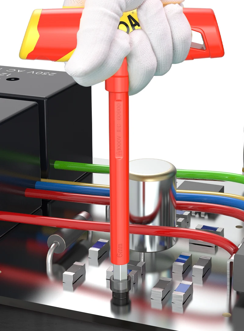 LAOA Multifunktionaler Isolierter T-förmiger Flachkopf-Inbusschlüssel mit Kugelkopf, Sechskant-Steckschlüssel für Autoreparatur, 2,5mm-10mm – Detail 6