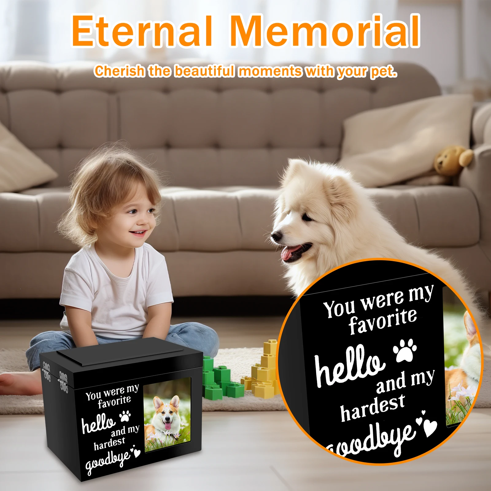 Wood Pet Memorial Urn DIY Personalized Pet Urn Memorial Box with Photo Frame for Dog Cat Bird Mouse Cremation Ashes NEW