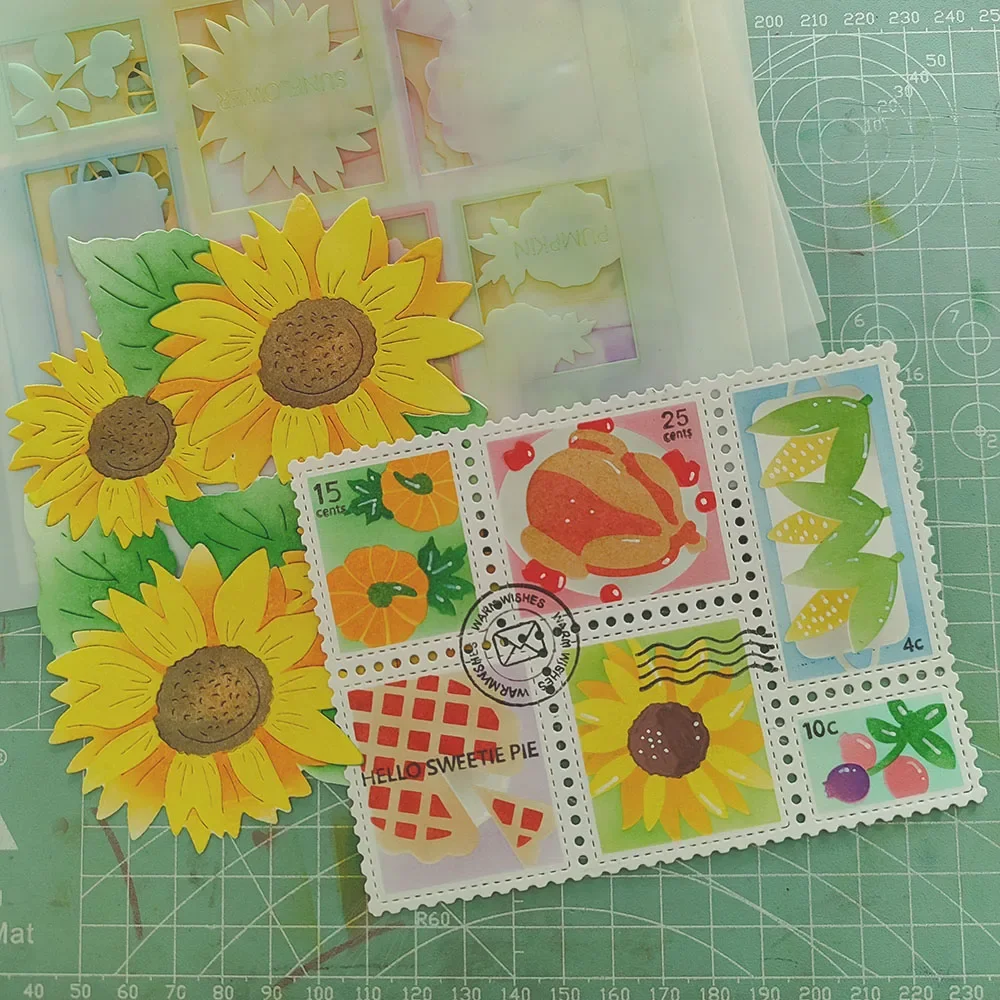 Metal Cutting Dies Snowy Postage Collage Stencil for Card Making A6 A7 Slimline Winter Postage Clear stamp