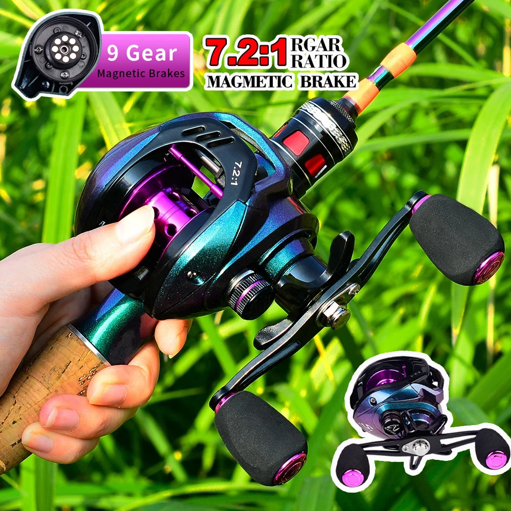 

Fishing Baitcasting Reel 9+1BB Ultralight Casting Reel 7.2:1 Gear Ratio Smooth Metal Fishing Reel Spool for Freshwater Saltwater