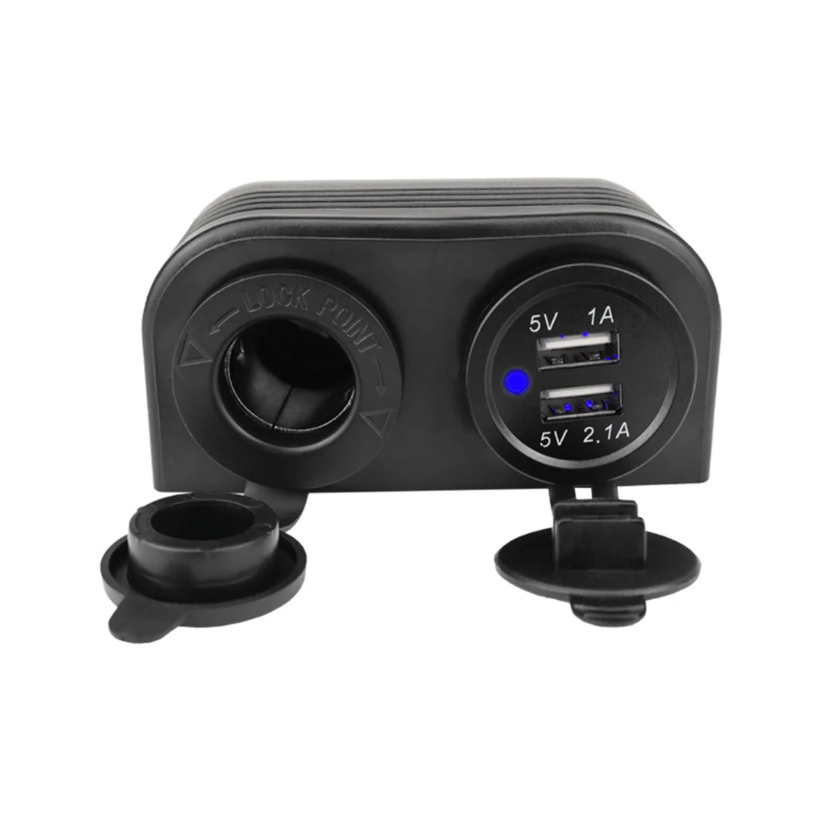 VOBOR Presa Accendisigari, DC 12V-24V Doppio USB Pannello Tenda a Due Fori Presa Accendisigari Impermeabile per Auto Moto Marine ATV RV