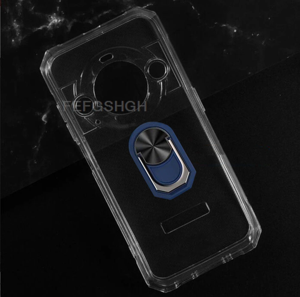 Premium Ring Holder Bracket Phone Cover - Black Silicone TPU Case