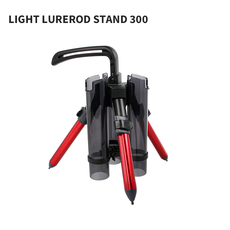 Portable Fishing Rod Support Tripod with Lure Box and Accessory Holder