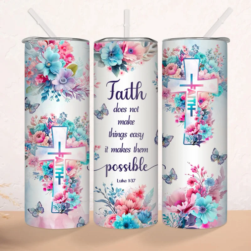 1pc Faith Tumbler With Straw 2