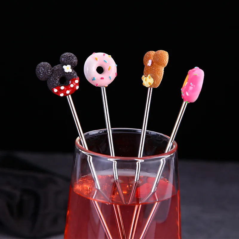 304 Stainless Steel Cartoon Donut Stir Stick for Cold Drink Cocktail cocktail skewers