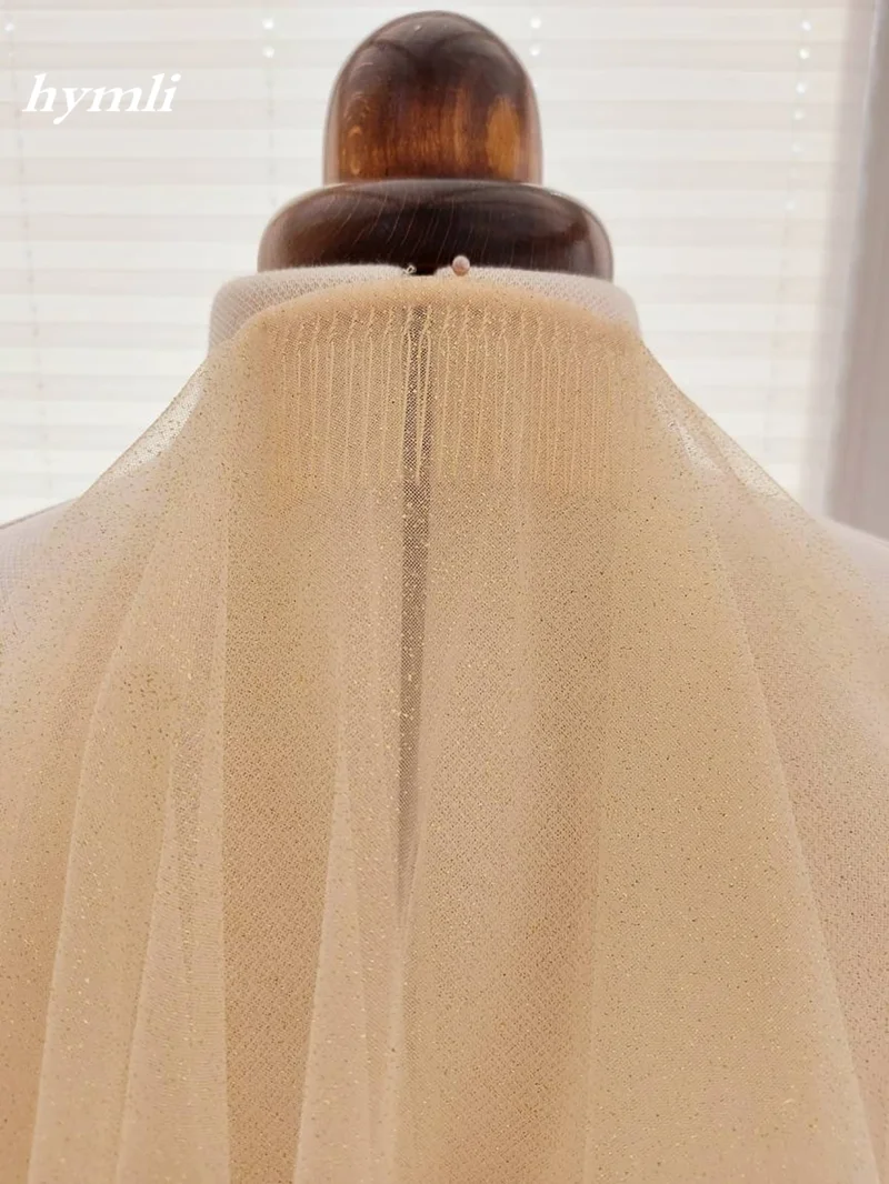 2 Tier Bridal Veil Cut Edge Champagne Glitter Wedding Veil